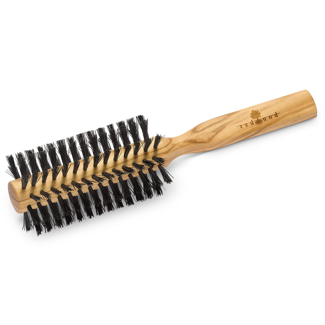 Föhnbürste, 55 mm Durchmesser, Olivenholz, für kurzes bis langes, glattes oder gewelltes Haar, steife Borsten